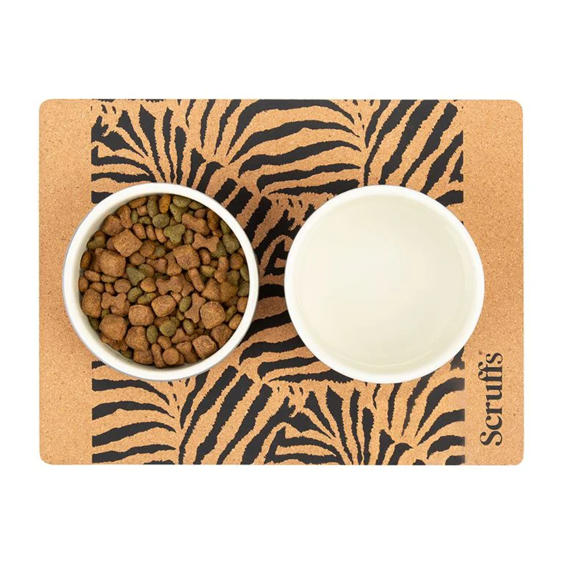 Scruffs Cork Pet Placemat - Zebra Print-1