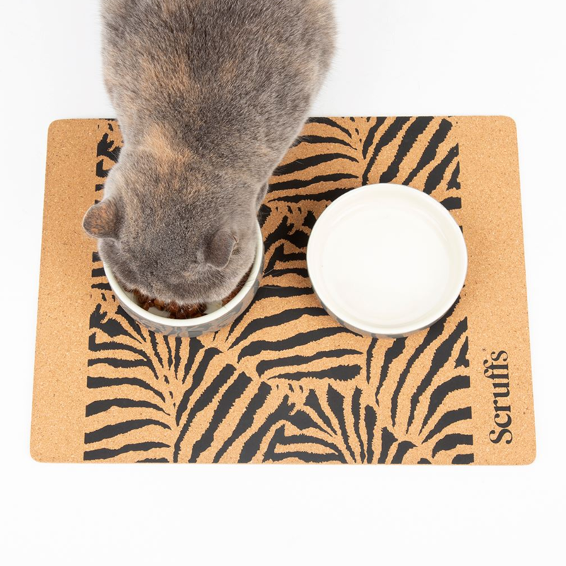Scruffs Cork Pet Placemat - Zebra Print-2