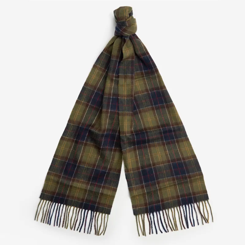 Barbour Mens Tartan Scarf and Glove Gift Set - Classic/Olive-1