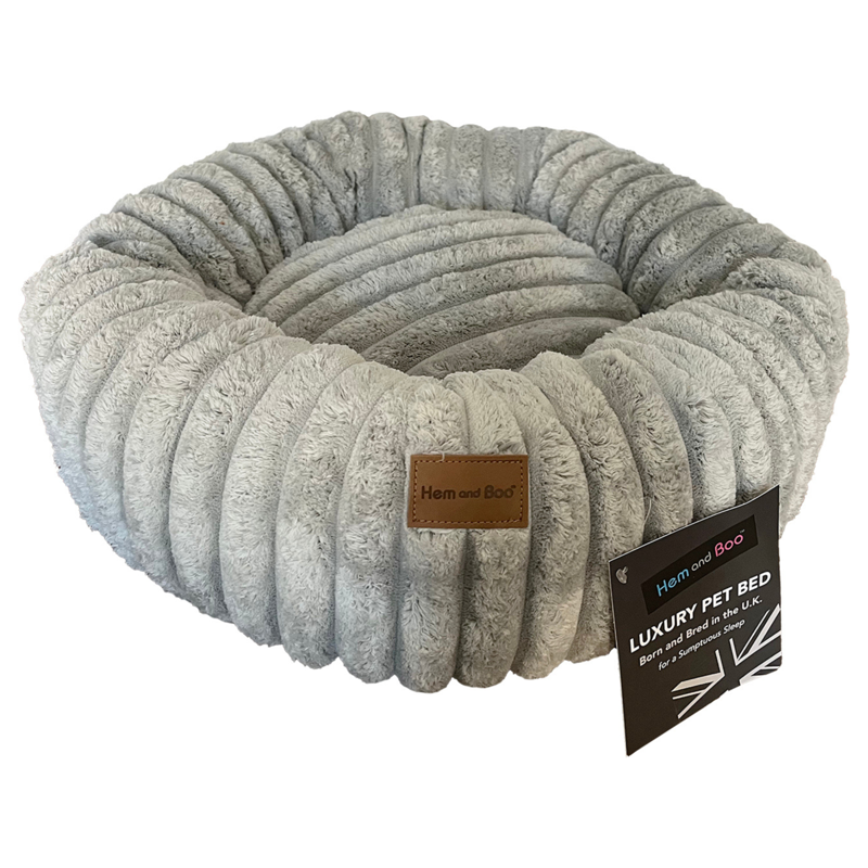 Hem and Boo Supersoft Plush Pet Bed Round - Dark Grey