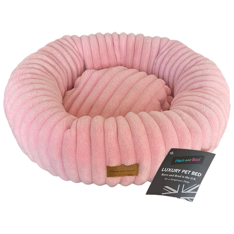 Hem and Boo Supersoft Plush Pet Bed Round - Pink
