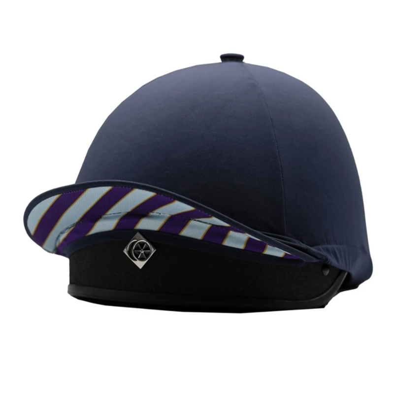 Official Junior Pony Club 2-In-1 Lycra Hat Silk - Navy-1