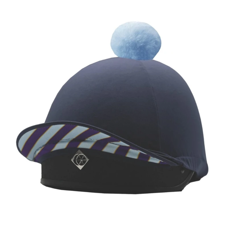 Official Junior Pony Club 2-In-1 Lycra Hat Silk - Navy-4