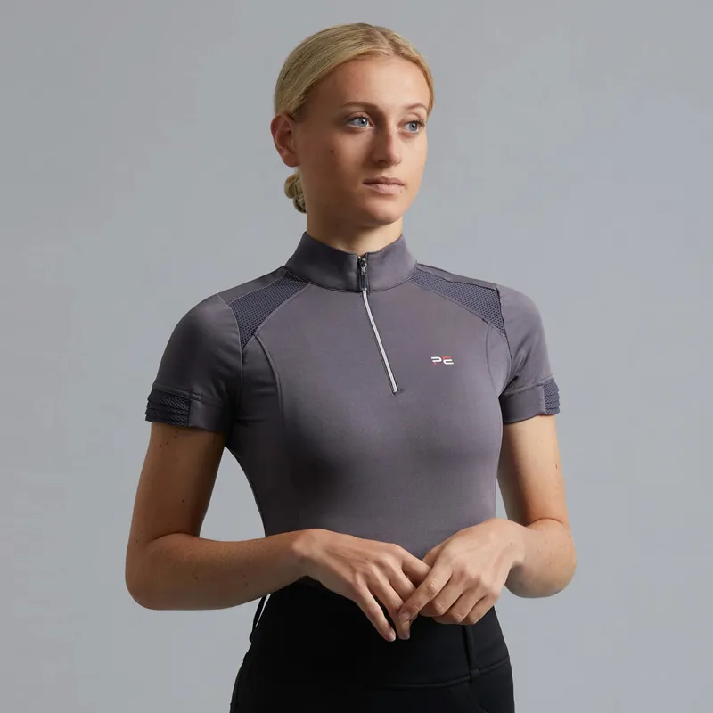 Premier Equine Remisa Ladies Technical Short Sleeve Riding Top - Anthracite Grey