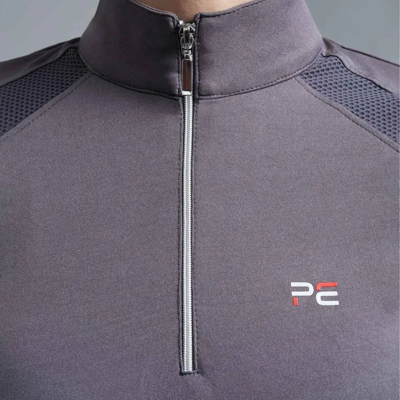 Premier Equine Remisa Ladies Technical Short Sleeve Riding Top - Anthracite Grey-1