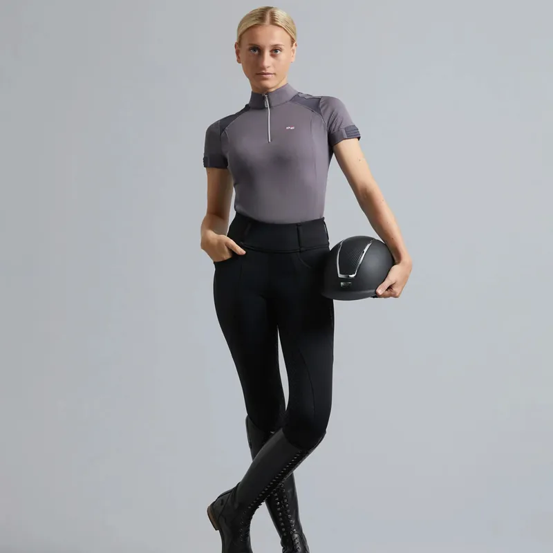 Premier Equine Remisa Ladies Technical Short Sleeve Riding Top - Anthracite Grey-5