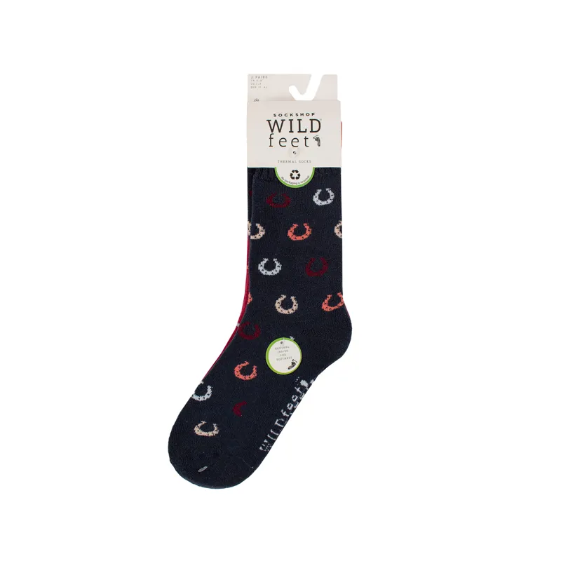 Wild Feet Ladies Thermal Socks - Horse Shoes