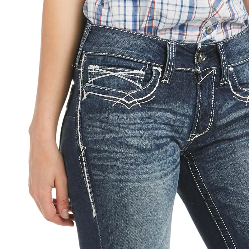 Ariat Ladies R.E.A.L Mid Rise Entwined Boot Cut Jean - Marine-2