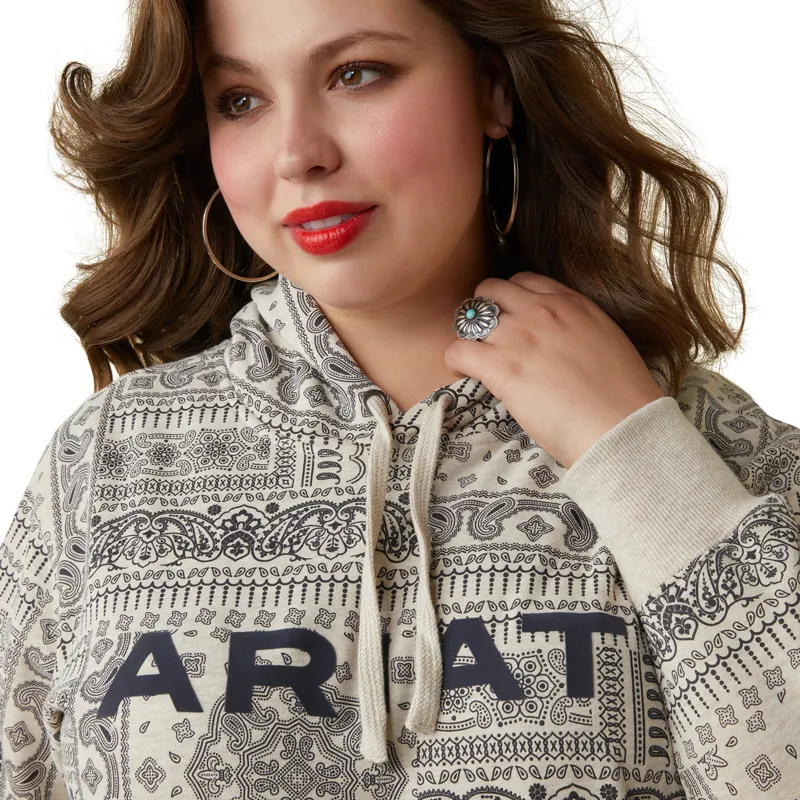 Ariat Ladies R.E.A.L Paisley Hoodie - Oatmeal -2