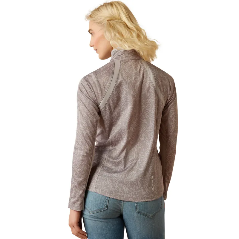 Ariat Ladies Sunstopper 3.0 1/4 Zip Baselayer - Silver Sconce Fern-1