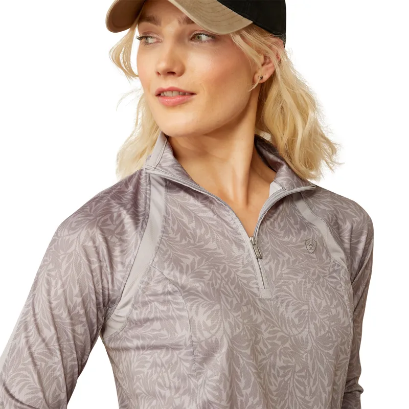 Ariat Ladies Sunstopper 3.0 1/4 Zip Baselayer - Silver Sconce Fern-2