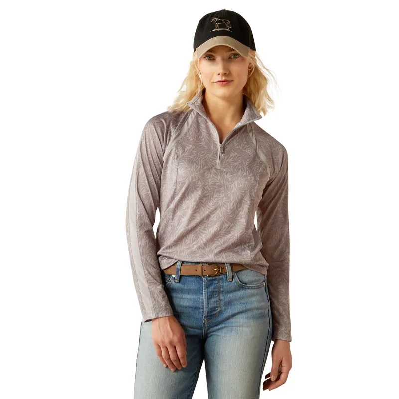 Ariat Ladies Sunstopper 3.0 1/4 Zip Baselayer - Silver Sconce Fern