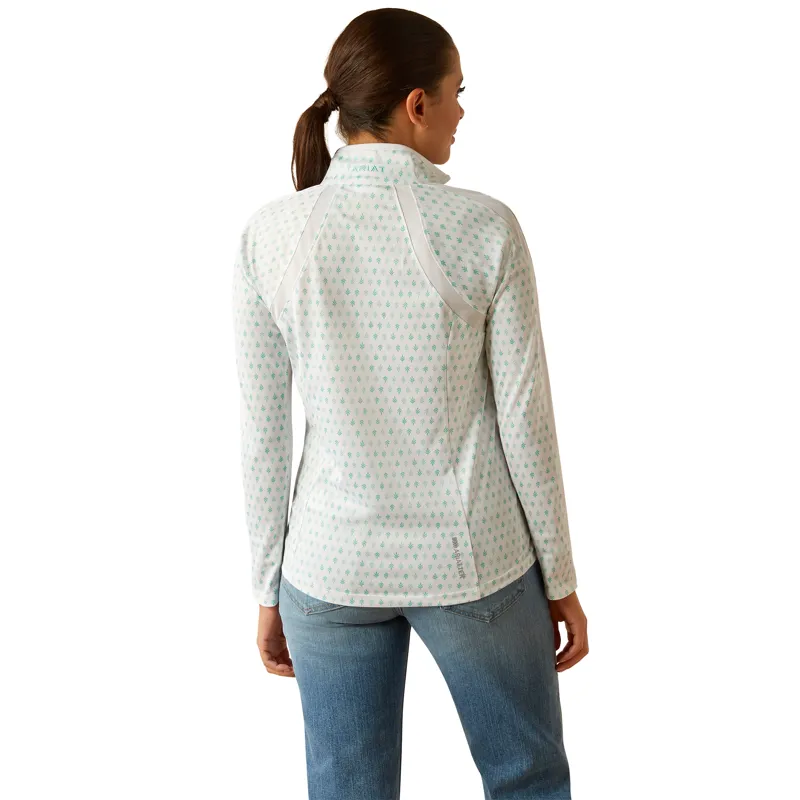 Ariat Ladies Sunstopper 3.0 1/4 Zip Baselayer - Beach Glass Print-1