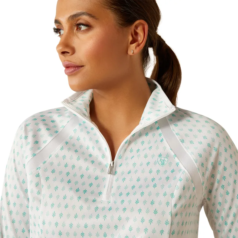 Ariat Ladies Sunstopper 3.0 1/4 Zip Baselayer - Beach Glass Print-2