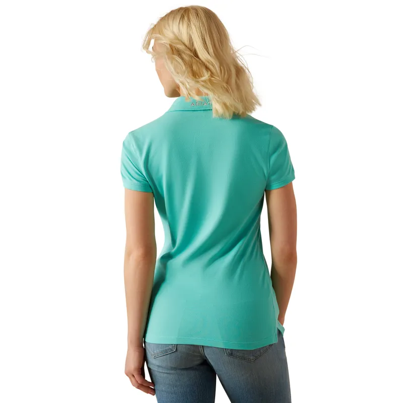 Ariat Ladies Prix 3.0 Short Sleeve Polo - Pool Blue-1