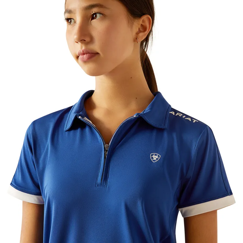 Ariat Youth Bandera1/4 Zip Polo - Sodalite Bluet-2