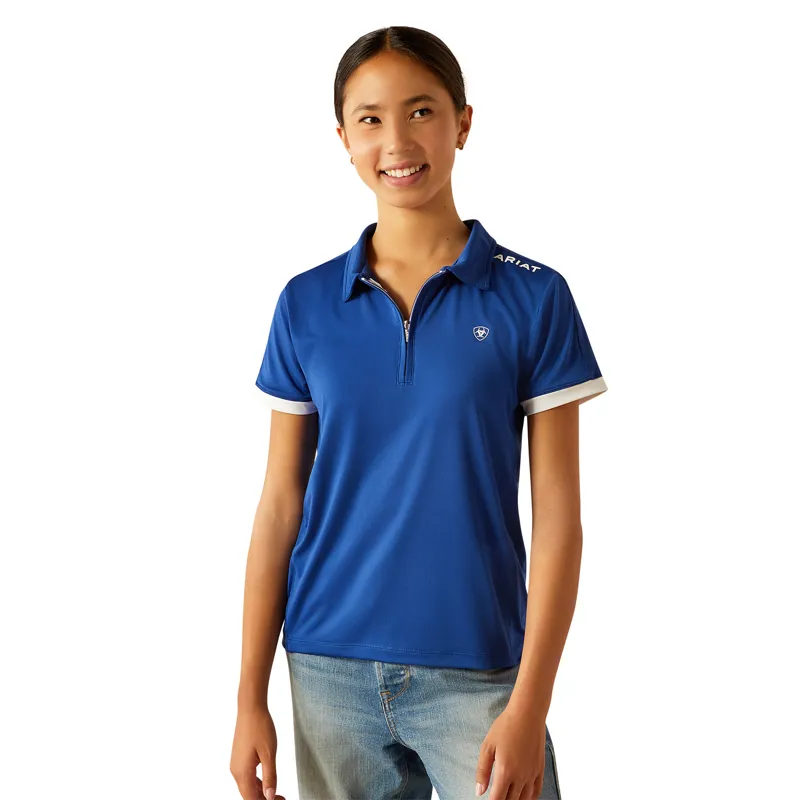 Ariat Youth Bandera1/4 Zip Polo - Sodalite Bluet