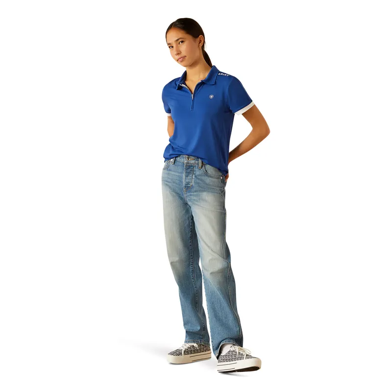 Ariat Youth Bandera1/4 Zip Polo - Sodalite Bluet-3