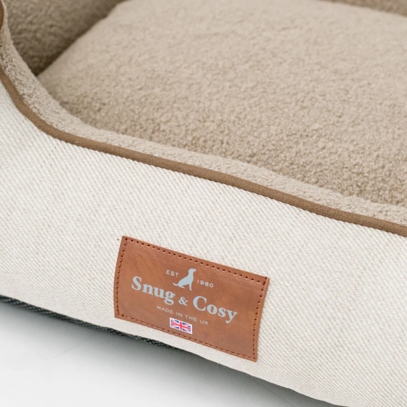 Snug and Cosy Heritage Tweed Orthopaedic High Sided Bed - Natural-1