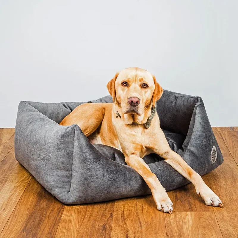 Snug and Cosy Velour Rectangle Bed - Grey