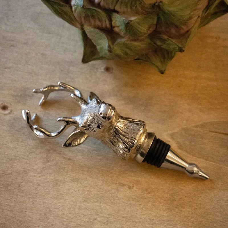 Culinary Concepts Stag Bottle Stopper - Nickel Finish-1