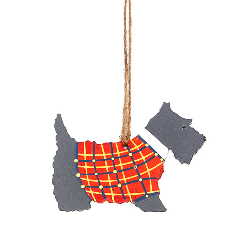 Shoeless Joe Tin Scottie In Tartan Coat Hanger
