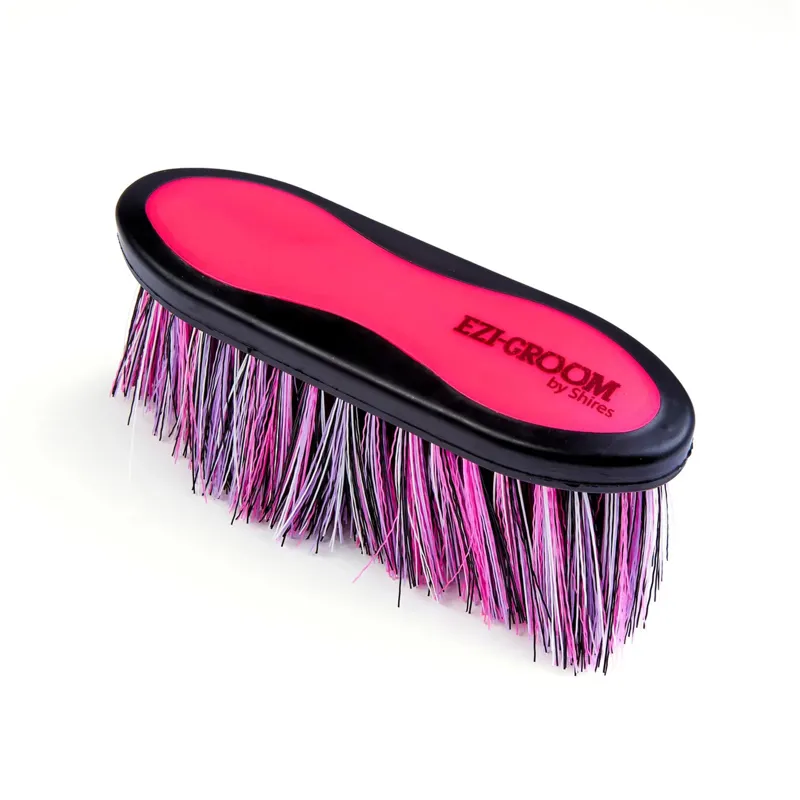 EZI-GROOM Grip Long Bristle Dandy Brush - Bright Pink