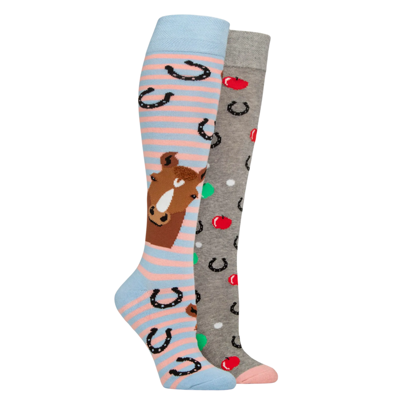 Wildfeet Ladies Knee High Equestrian Socks 2 Pack - Horsing Around