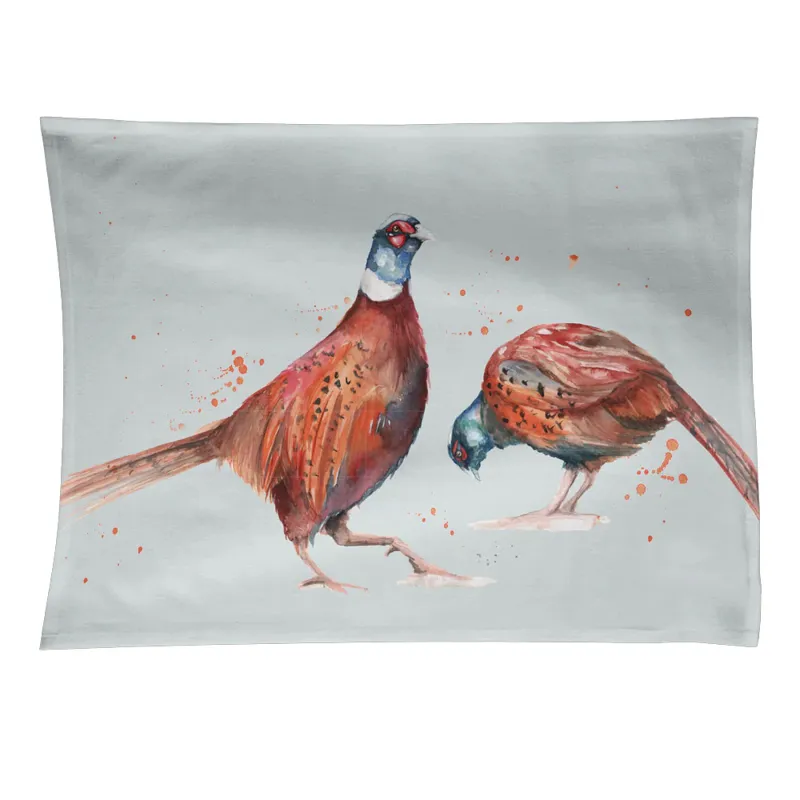 Meg Hawkins Cotton Teatowel - Pheasant Design-1