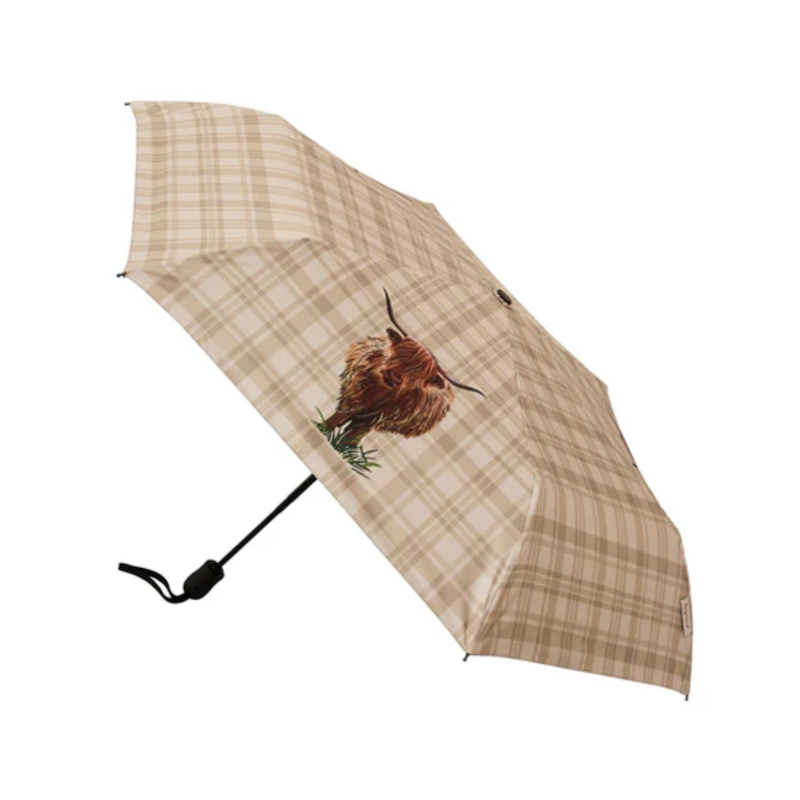 Signare Tapestry Highland Cow Automatic Folding Umbrella
