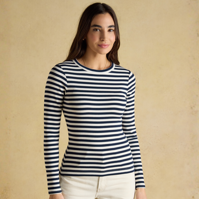 Joules Ladies Sophie T-Shirt - Navy Cream-1