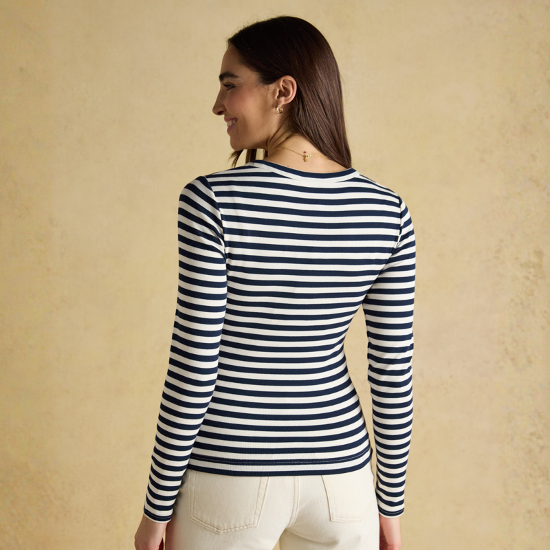 Joules Ladies Sophie T-Shirt - Navy Cream-2