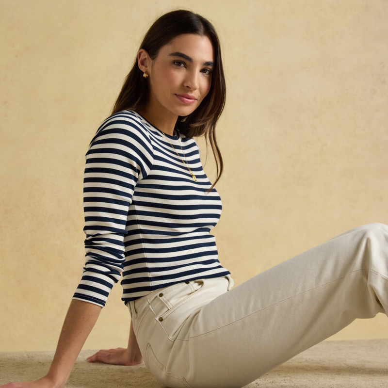 Joules Ladies Sophie T-Shirt - Navy Cream-3