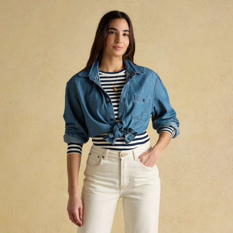 Joules Ladies Sophie T-Shirt - Navy Cream-6