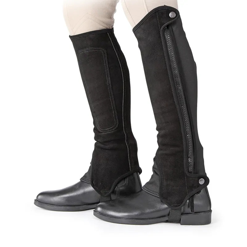 Bridleway Suede Half Chaps - Black-1