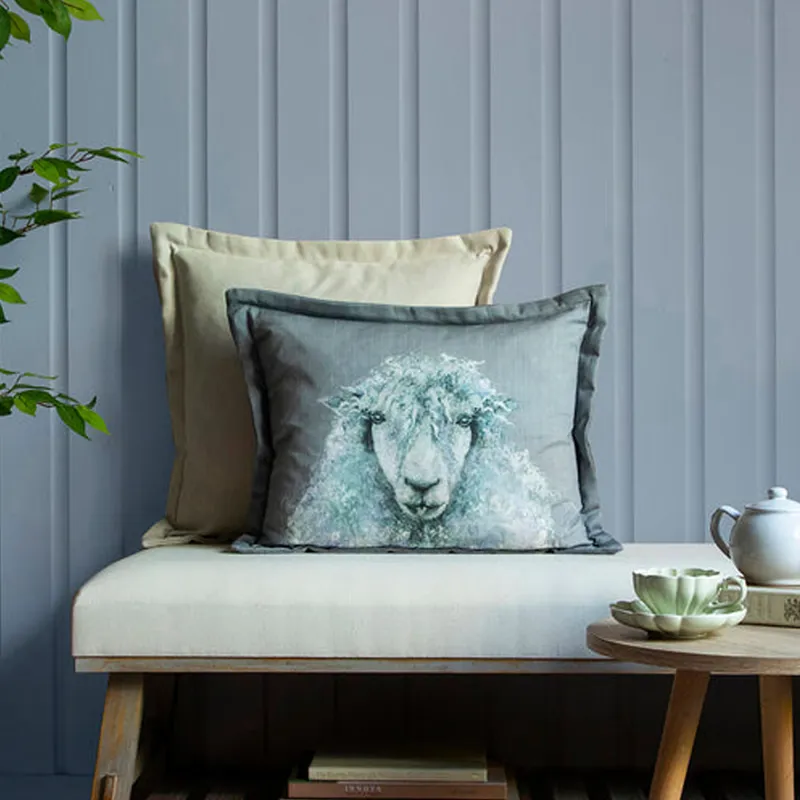 Voyage Seumus Printed Wool Cushion - Azure-2