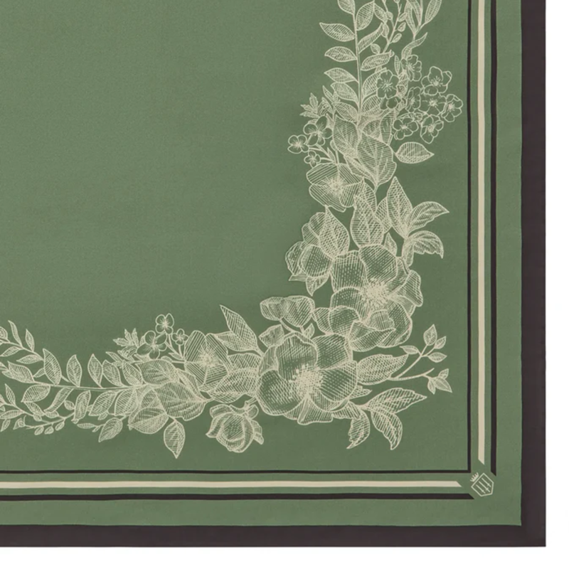 Fairfax and Favor Mannington Silk Scarf - Green/Off White/Black-2