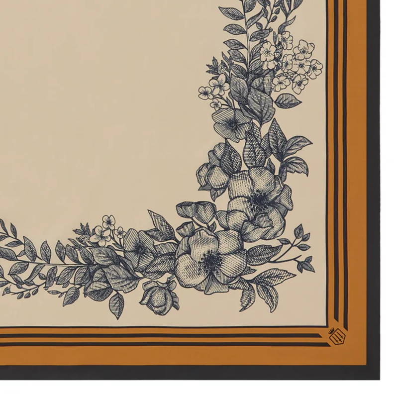 Fairfax and Favor Mannington Silk Scarf - Off White/Navy/Orange-2