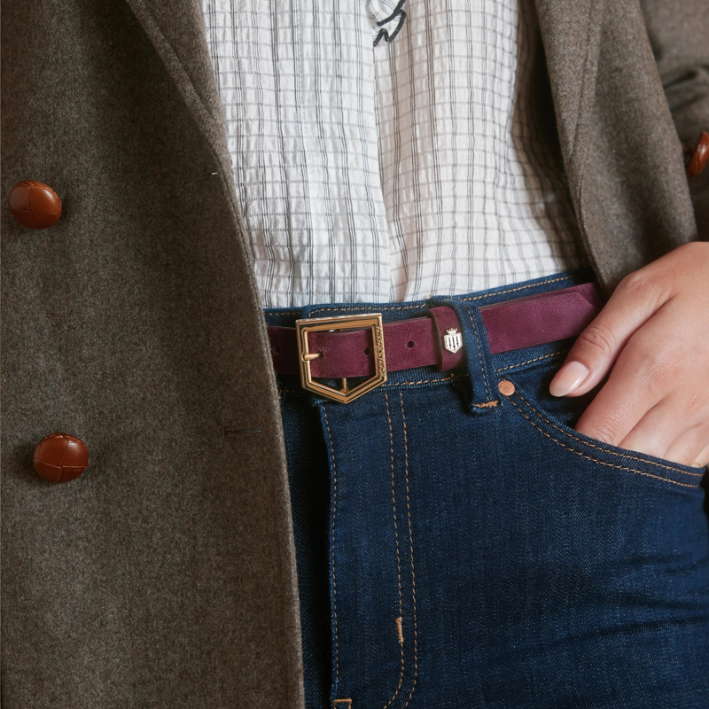 Fairfax and Favor Sennowe Belt - Elderberry Suede-3