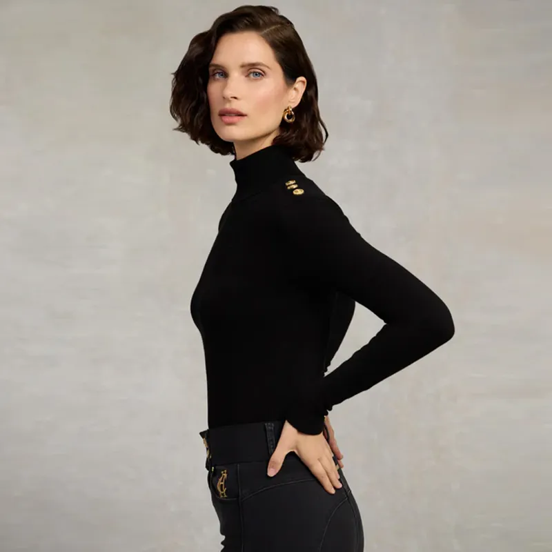 Holland Cooper Buttoned Knit Roll Neck - Black-2