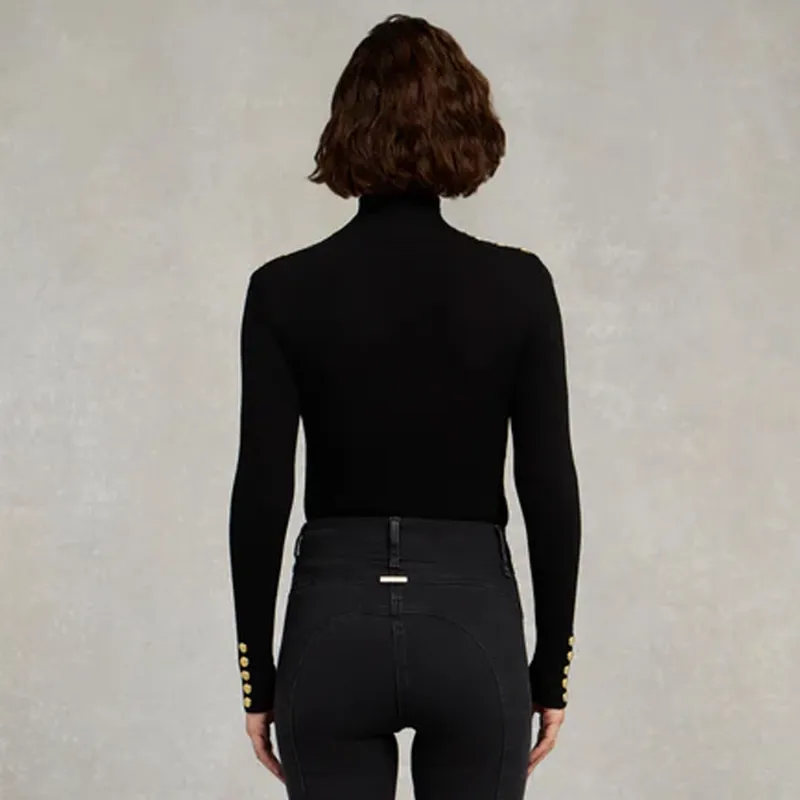 Holland Cooper Buttoned Knit Roll Neck - Black-3