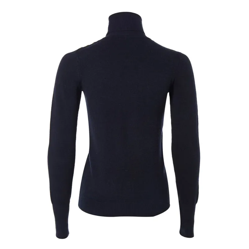 Holland Cooper Buttoned Knit Roll Neck - Ink Navy-1