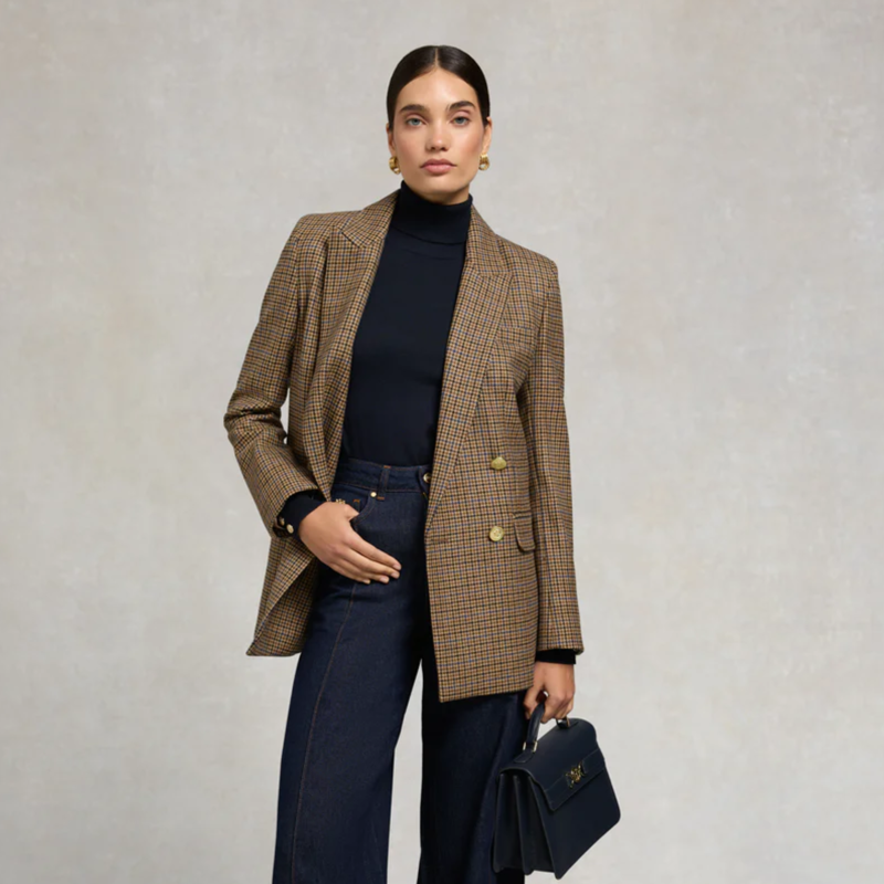 Holland Cooper Buttoned Knit Roll Neck - Ink Navy-7