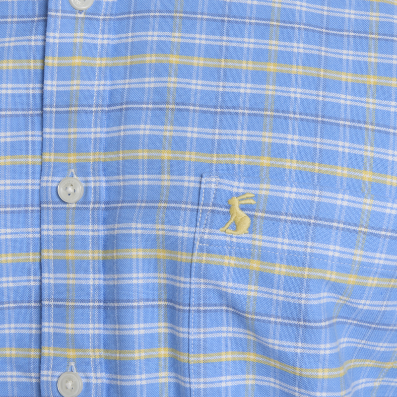 Joules Mens Oxford Classic Fit Shirt - Blue and Yellow Check-4