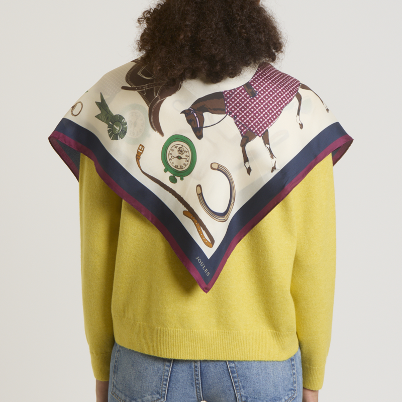 Joules Elsie Scarf - Cream Navy-1
