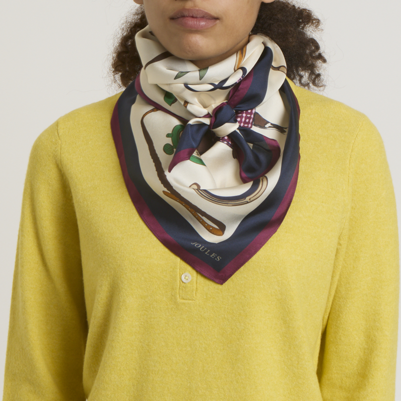 Joules Elsie Scarf - Cream Navy-2