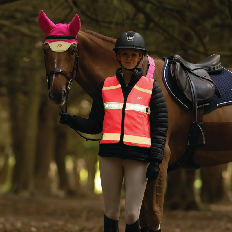 Woof Wear Adult LED Hi Vis Riding Vest - Hi Viz Pink-4
