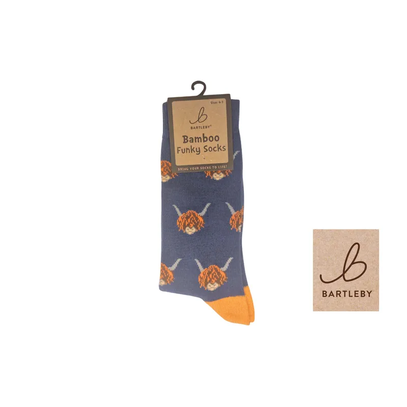 Bartleby Ladies Funky Bamboo Socks - Highland Cow-1