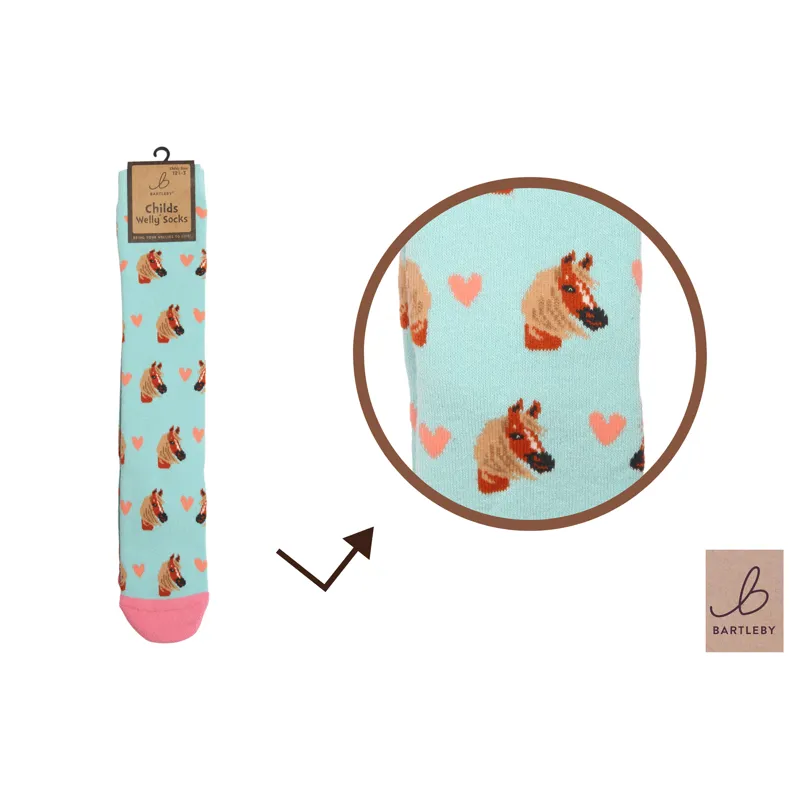 Bartleby Childrens Welly Socks - Horse Love
