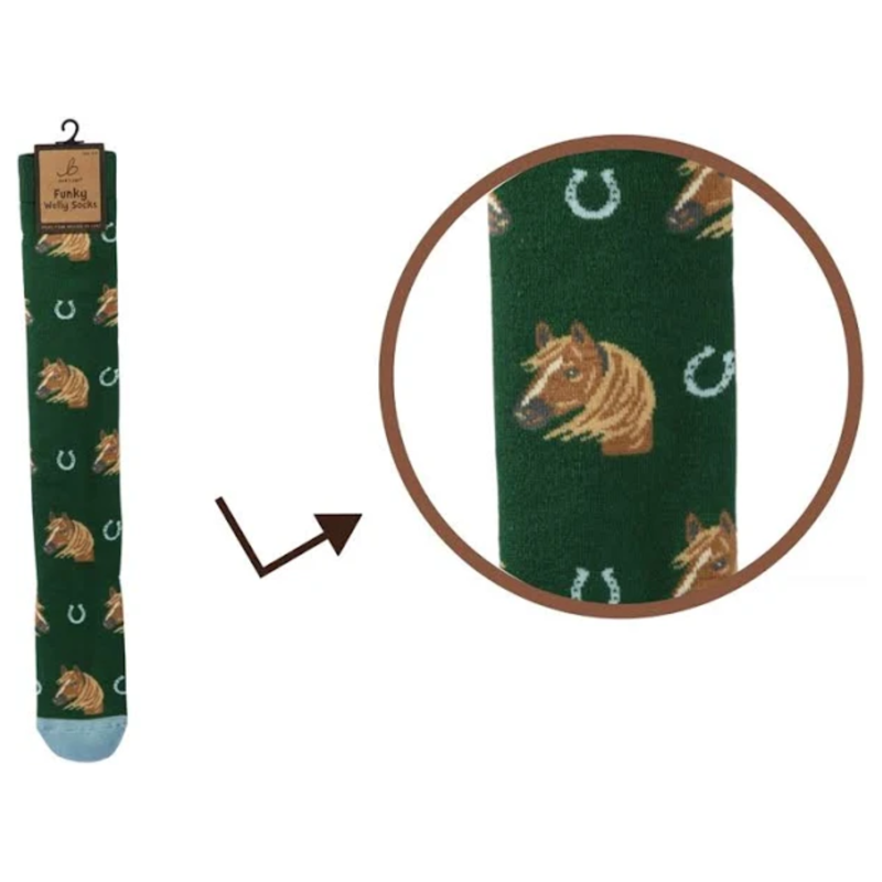 Bartleby Ladies Funky Welly Socks - Horse Head